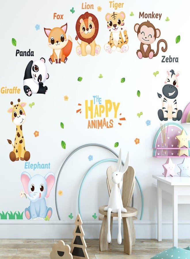 Supzone Jungle Animal Wall Decal Kids Educational Wall Stickers Monkey Lion Giraffe Wall Decor DIY Vinyl Mural Art for Kids Baby Nursery Playroom Bedroom Living Room Home Decoration - Image 2